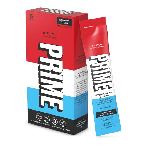 Prime Hydration+ Stick Pack, Electrolyte Drink Mix, 10% Coconut Water, 250mg BCAAs, Antioxidants, Naturally Flavored, Zero Added Sugar, Easy  Open Single-Serving Stick
