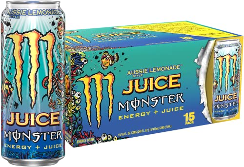aussie monsters Monster Energy Juice Aussie Style Lemonade, Energy + Juice, 16 Oz (Pack of 15)