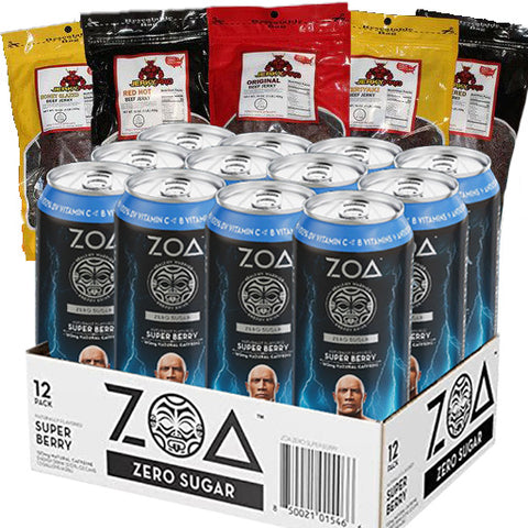 ZOA Energy - Super Berry - 12 pack case Black Adam - Dwayne 