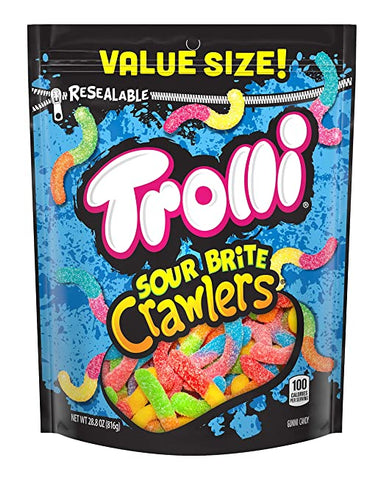 Trolli Sour Brite Crawlers, Sour Gummy Worms, 28.8 Ounce Resealable Bag