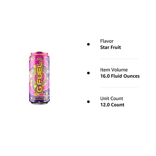 G Fuel Star Fruit Energy Drink, 16 oz can, 12-pack case, Inspired by Butters