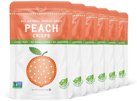 Nature’s Turn Freeze-Dried Fruit Snacks, Peach Crisps, Pack of 6 (0.53 oz Each)