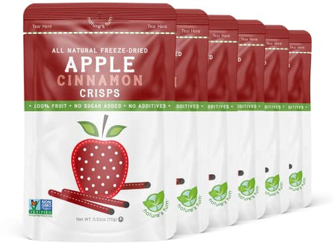 Nature’s Turn Freeze-Dried Fruit Snacks, Apple Cinnamon Crisps, Pack of 6 (0.53 oz Each)