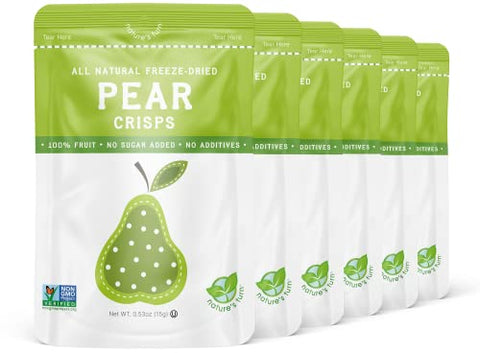 Nature’s Turn Freeze-Dried Fruit Snacks, Pear Crisps, Pack of 6 (0.53 oz Each)