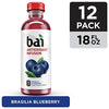 Bai Flavored Water, Brasilia Blueberry, Antioxidant Infused Drinks, 18 Fluid Ounce Bottles, 12 Count