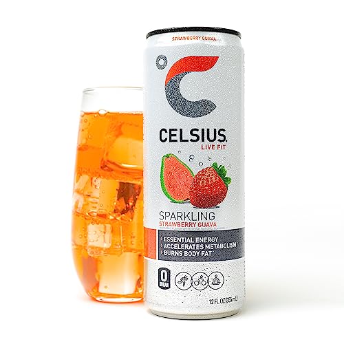 CELSIUS Sparkling Strawberry Guava, Functional Essential Energy Drink 12 Fl Oz (Pack of 12)