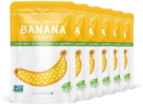 Nature’s Turn Freeze-Dried Fruit Snacks, Banana Crisps, Pack of 6 (0.53 oz Each)