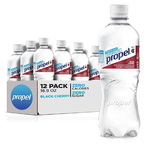 Propel Black Cherry, Zero Calorie Sports Drinking Water with Electrolytes and Vitamins C&E, 16.9 Fl Oz(Pack of 12)