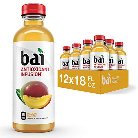 Bai Flavored Water, Malawi Mango, Antioxidant Infused Drinks, 18 Fluid Ounce Bottles, Pack of 12