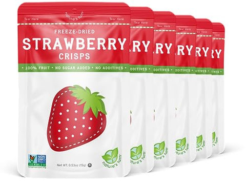 Nature’s Turn Freeze-Dried Fruit Snacks, Strawberry Crisps, Pack of 6 (0.53 oz Each)