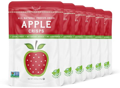 Nature’s Turn Freeze-Dried Fruit Snacks, Apple Crisps, Pack of 6 (0.53 oz Each)