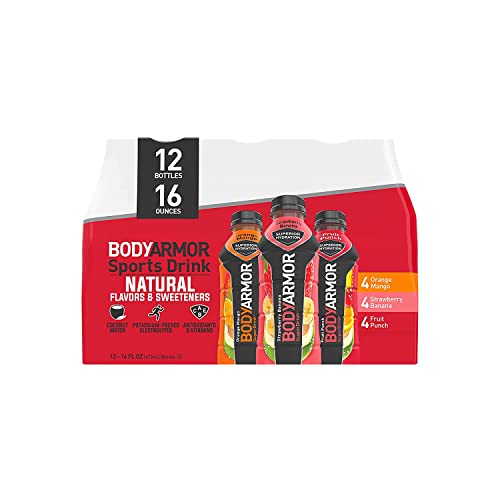 BODYARMOR Sports Drink Sports Beverage, Variety Pack, Natural Flavor With Vitamins, Potassium-Packed Electrolytes, Perfect For Athletes, 16 Fl Oz (Pack of 12)