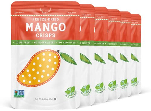Nature’s Turn Freeze-Dried Fruit Snacks, Mango Crisps, Pack of 6 (0.53 oz Each)