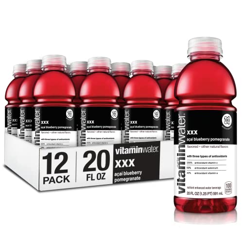 vitaminwater xxx, electrolyte enhanced water w/ vitamins, açai-blueberry-pomegranate drinks, 20 fl oz, 12 Pack