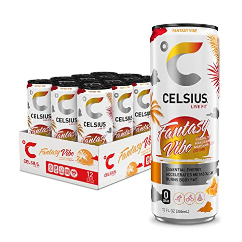CELSIUS Sparkling Fantasy Vibe, Functional Essential Energy Drink, 12 Fl Oz (Pack of 12)