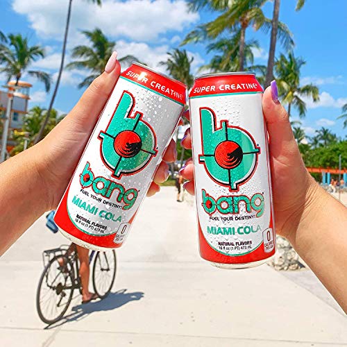 Bang Energy Miami Cola, Sugar-Free Energy Drink, 16-Ounce (Pack of 12 ...