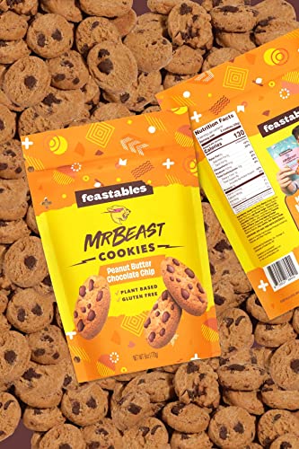 Feastables MrBeast Peanut Butter Cookies - Made with Plant-Based Ingredients. Gluten Free, Non-GMO Certified Snack, 6 oz Bag (Pack of 6)