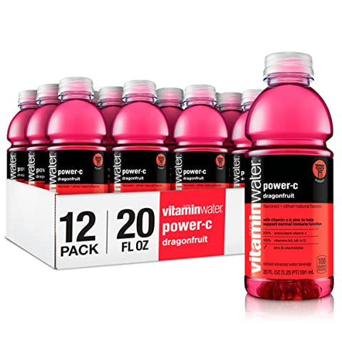vitaminwater power-c electrolyte enhanced water w/ vitamins, dragonfruit drinks, 20 fl oz, 12 Pack