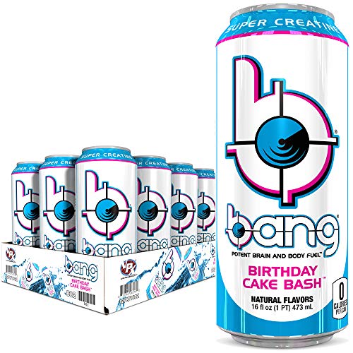 Bang Energy Birthday Cake Bash, Sugar-Free Energy Drink, 16-Ounce (Pack of 12)