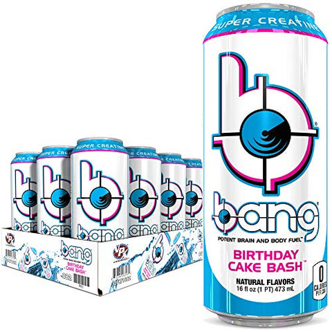 Bang Energy Birthday Cake Bash, Sugar-Free Energy Drink, 16-Ounce (Pack of 12)