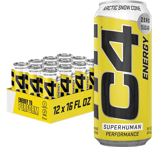 C4 Energy Drink 16oz (Pack of 12) - Frozen Bombsicle - Sugar Free Pre  Workout Performance Drink with No Artificial Colors or Dyes