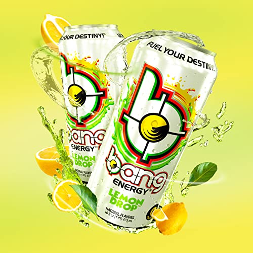 Bang Energy Lemon Drop, SugarFree Energy Drink, 16 Ounce (Pack of 12