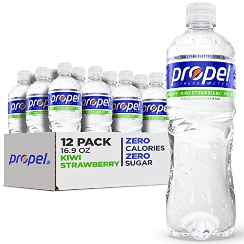 Propel, Kiwi Strawberry, Zero Calorie Sports Drinking Water with Electrolytes and Vitamins C&E, 16.9 Fl Oz (Pack of 12) - Packaging May Vary
