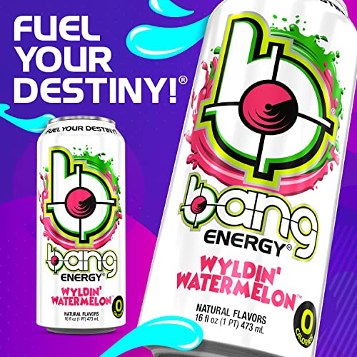 Bang Energy Wyldin’ Watermelon, Sugar-Free Energy Drink, 16-Ounce (Pac ...