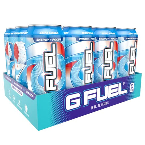 G Fuel Sugar Free Plant Based Ingredients – Snow Cone 16oz, 12-Pack – Vitamin Fortified Elite Game Changing Energy