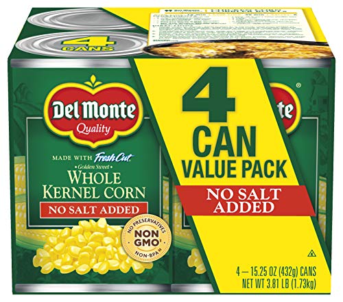 Del Monte Fresh Cut Golden Sweet Whole Kernel Corn With No Added Salt 4-15.25 Oz. Can, 15.25 Oz