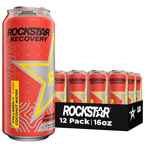 Rockstar Recovery Mango Lemonade 16 Fl Oz (Pack of 12)