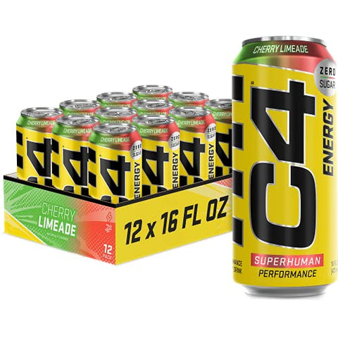C4 Original Sugar Free Energy Drink 16oz (Pack of 12) | Cherry Limeade | Pre Workout Performance Drink with No Artificial Colors or Dyes