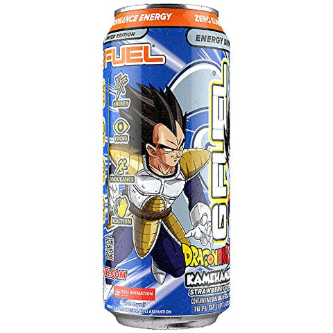 G Fuel Kamehameha Strawberry Lychee Flavored Energy Drink Dragon Ball Z, 16 oz Can, 12-pack