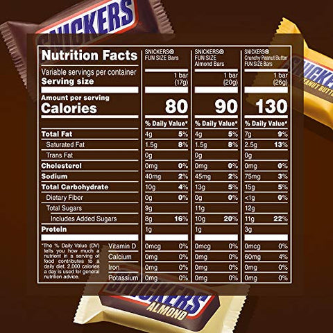 SNICKERS Original, Peanut Butter & Almond Bulk Variety Pack Fun Size C ...