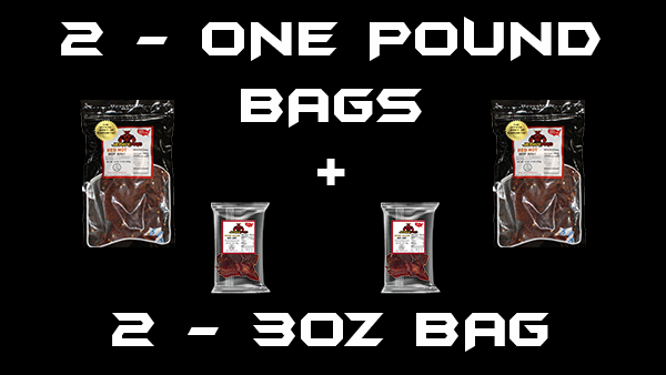 2 POUNDS OF JERKY WITH 2- 3OZ BAGS