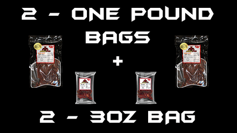 2 POUNDS OF JERKY WITH 2- 3OZ BAGS