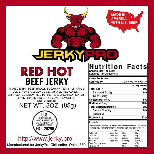 Shredded 3oz JerkyPro Red Hot Beef Jerky